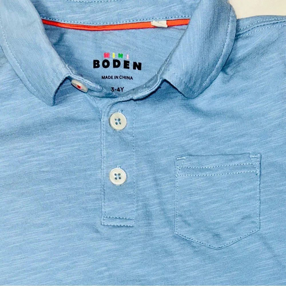Mini Boden blue polo shirt with pocket sz 3-4 EUC smoke free home - Picture 3 of 4